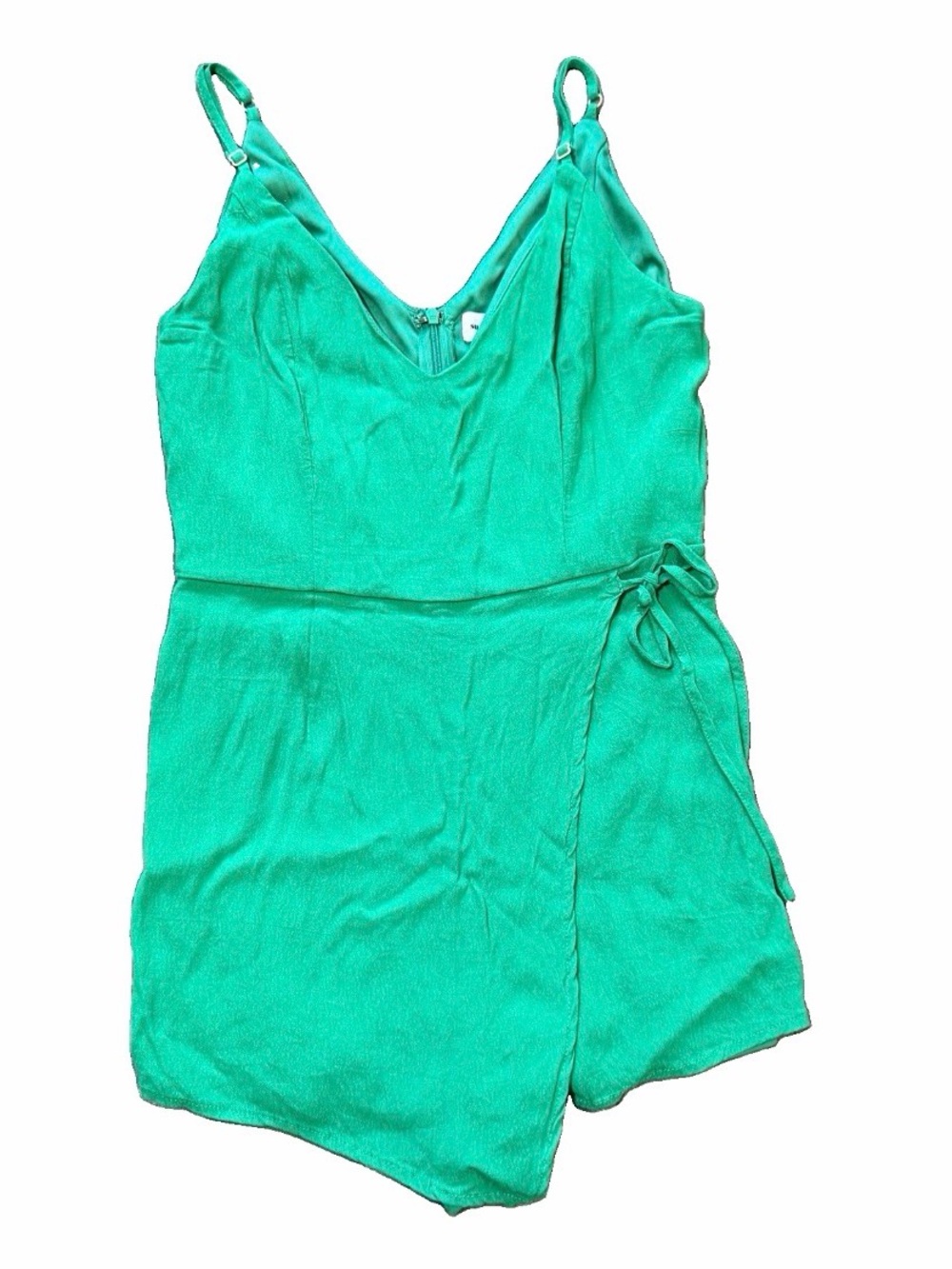 Superdown Green Wrap Skort Romper V Neck Adjustable Straps Size M
